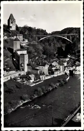 Ak Fribourg Freiburg Stadt Schweiz, Pont du Gotteron, Teilansicht