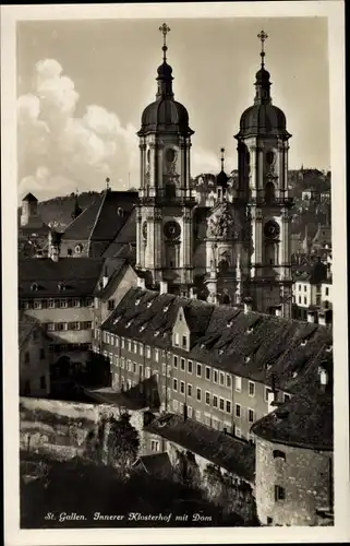 Ak Sankt Gallen Stadt Schweiz, Innerer Klosterhof mit Dom