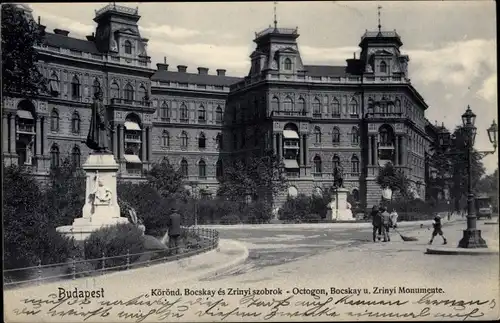 Ak Budapest Ungarn, Octogon, Bocskay u. Zrinyi Monumente