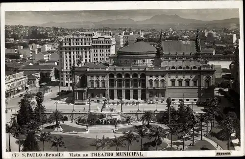 Ak São Paulo Brasilien, Vista ao Theatro Municipal