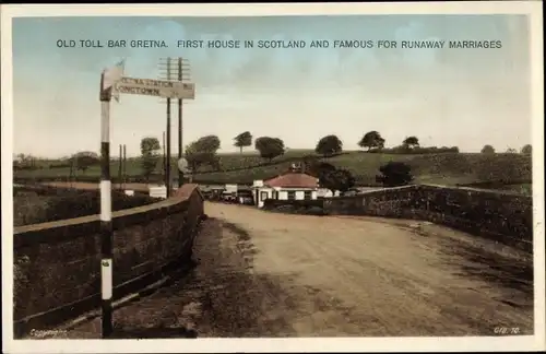 Ak Gretna Schottland, Old Toll Bar Gretna, First House in Scotland and famous for Runway Marriages