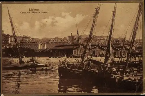 Ak Lisboa Lissabon Portugal, Caes da Ribeira Nova