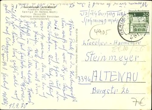 Ak Spenge in Westfalen, Gastwirtschaft Alte Mühle, Innenansicht