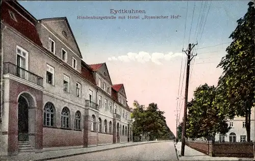 Ak Tschernyschewskoje Eydtkuhnen Ostpreußen, Hindenburgstraße, Hotel Russischer Hof