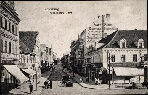 Ak Tschernjachowsk Insterburg Ostpreußen, Hindenburgstraße,Conrad Tack & Cie.,Geschäft Wilhelm Daume