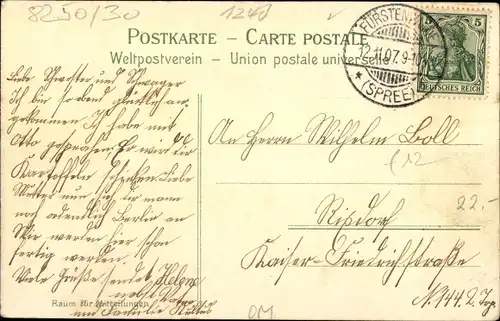 Litho Fürstenwalde an der Spree, Kaiserplatz, Kriegerdenkmal, Kaserne, Gymnasium, Dom