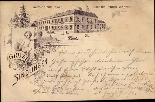 Litho Sindlingen Frankfurt am Main, Gasthof zum Löwen
