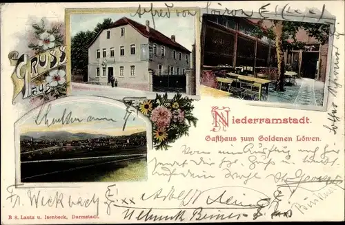 Ak Nieder Ramstadt Mühltal im Odenwald, Gasthaus zum Goldenen Löwen, Innenansicht