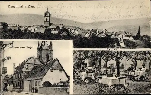 Ak Rauenthal Eltville am Rhein Hessen, Gasthaus zum Engel, Blick auf den Ort