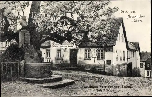 Ak Neunkirchen im Odenwald, Gasthaus zum grünen Baum, Denkmal