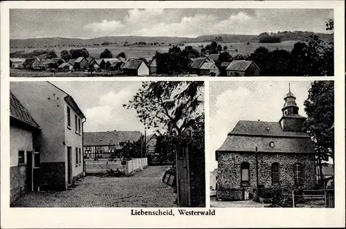 Ak Liebenscheid im Westerwald, Kirche, Blick auf den Ort