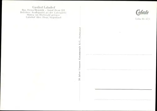 Ak Lahnhof Nenkersdorf Netphen im Siegerland, Gasthof, Forsthaus, Lahnquelle