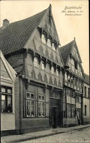 Ak Buxtehude, Alte Häuser in der Fischer Strasse