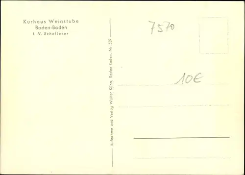 Ak Baden Baden im Stadtkreis Baden Württemberg, Kurhaus Weinstube