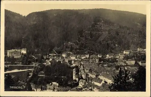 Ak Triberg im Schwarzwald, Ort aus der Vogelschau