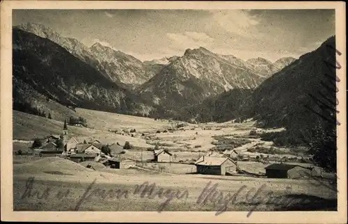 Ak Hinterstein Bad Hindelang im Oberallgäu, Teilansichten mit Gebirge