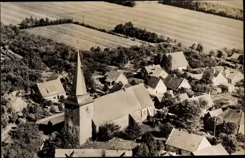 Ak Lüdingworth Cuxhaven in Niedersachsen, Kirche aus Vogelschau