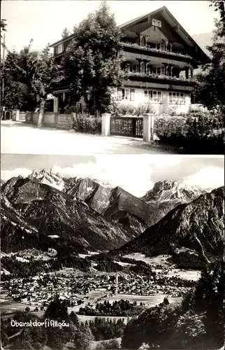 Ak Oberstdorf, Gesamtansicht vom Ort und Allgäu, Haus Elisabeth