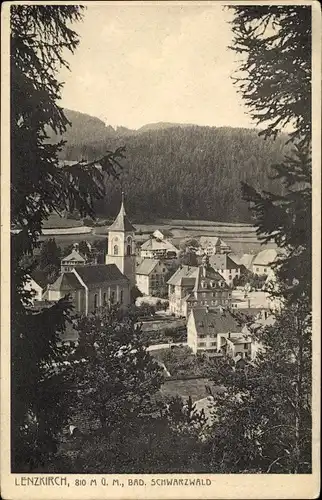 Ak Lenzkirch im Schwarzwald, Durchblick zum Ort, Kirche