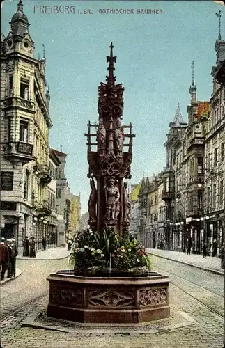 Ak Freiburg im Breisgau, Gothischer Brunnen