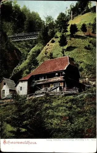 Ak Badenweiler im Schwarzwald, Schwarzwaldhaus, Brücke