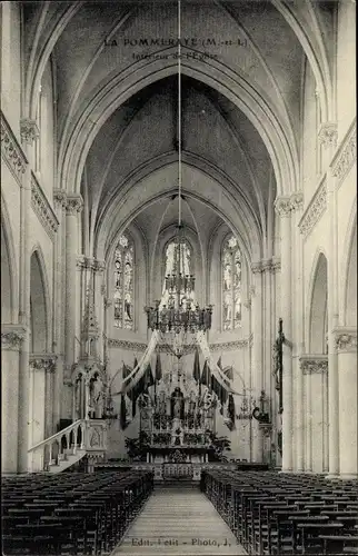 Ak La Pommeraye Maine et Loire, Interieur de l'Eglise