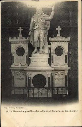 Ak Le Pin en Mauges Maine et Loire, Statue de Cathelineau dans l'Eglise