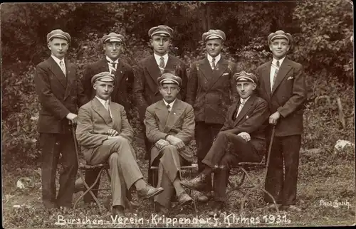 Studentika Foto Krippendorf Jena in Thüringen, Burschen Verein zur Kirmes 1931