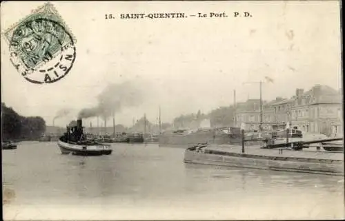 Ak Saint Quentin Aisne, Le Port