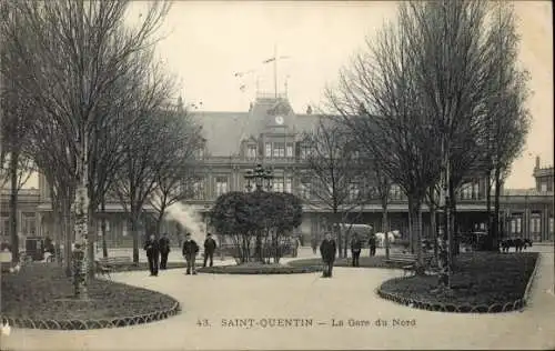 Ak Saint Quentin Aisne, La Gare du Nord