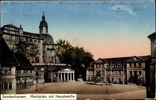 Ak Sondershausen im Kyffhäuserkreis Thüringen, Marktplatz mit Hauptwache