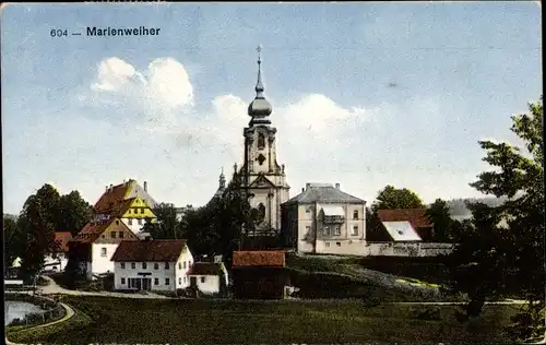 Ak Marienweiher Marktleugast im Frankenwald Bayern, Blick auf die Kirche