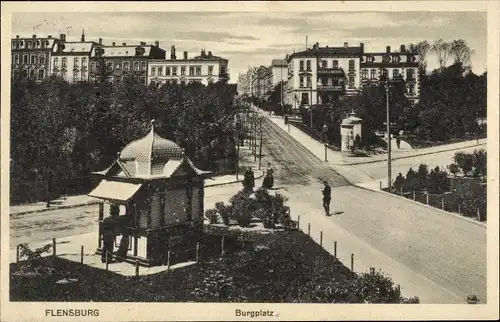 Ak Flensburg in Schleswig Holstein, Burgplatz, Kiosk