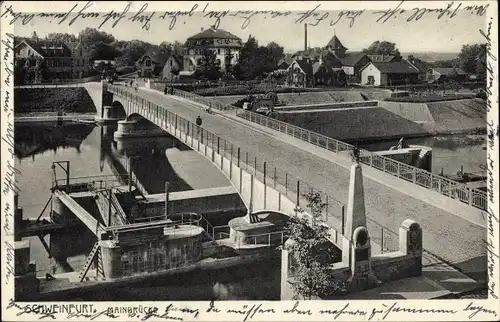 Ak Schweinfurt in Unterfranken Bayern, Partie an der Mainbrücke