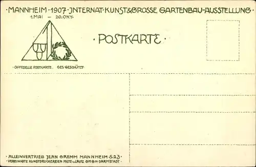 Ak Mannheim in Baden, Schwarzwaldanlage v. Gartenbauingenieur F. Keerl, Jubiläumsausstellung 1907