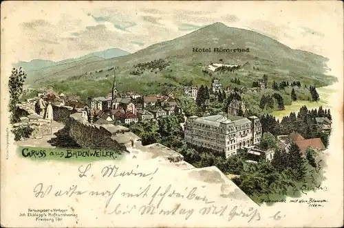 Künstler Litho Liebich, G., Badenweiler am Schwarzwald, Hotel Römerbad, Blauer Fleck