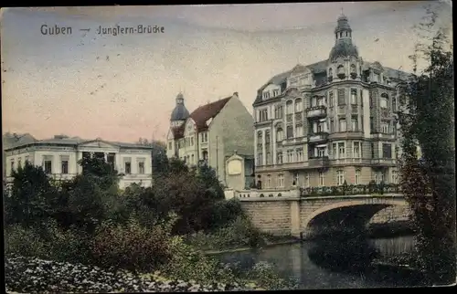 Ak Guben in der Niederlausitz Jungfernbrücke