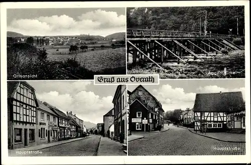 Ak Overath im Bergischen Land, Teilansicht, Aggerbrücke, Hauptstraße
