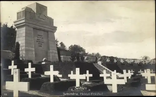 Ak Smederevo Semendria Serbien, Heldenfriedhof 1916, I. WK
