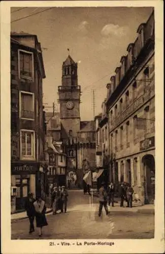 Ak Viré Calvados, La Porte Horloge