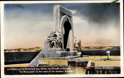 Ak Marseille Bouches du Rhône, Le Monument aux Morts de l'Armee d'Orient