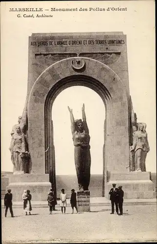 Ak Marseille Bouches du Rhône, Monument des Poilus d'Orient