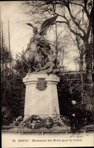 Ak Brest Finistère, Monument des Morts pour la Patrie