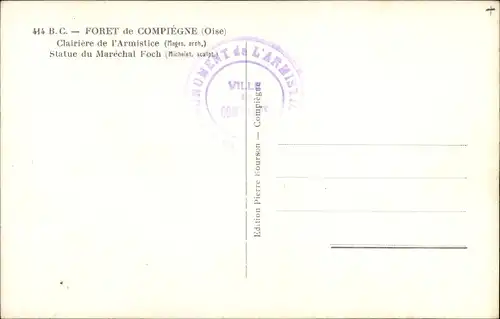 Ak Compiègne Oise, Foret, Statue du Marechal Foch