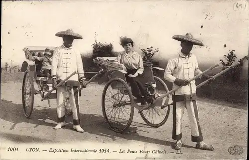 Ak Lyon Rhône, Exposition Internationale 1914, Les Pouss Pouss Chinois