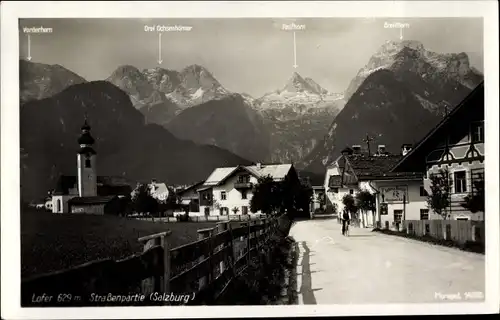 Ak Lofer in Salzburg, Straßenpartie, Breithorn, Drei Ochsenhörner, Reifhorn, Vorderhorn