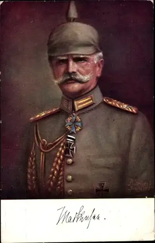 Künstler Ak Swierzy, Generalfeldmarschall August von Mackensen, Portrait, Orden, Uniform