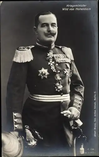 Ak Kriegsminister Adolf Wild von Hohenborn, Portrait, Uniform, Orden