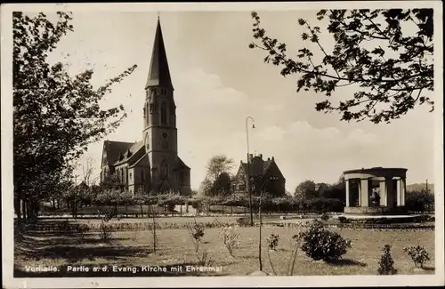 Ak Vorhalle Hagen in Westfalen, Evangelische Kirche mit Ehrenmal