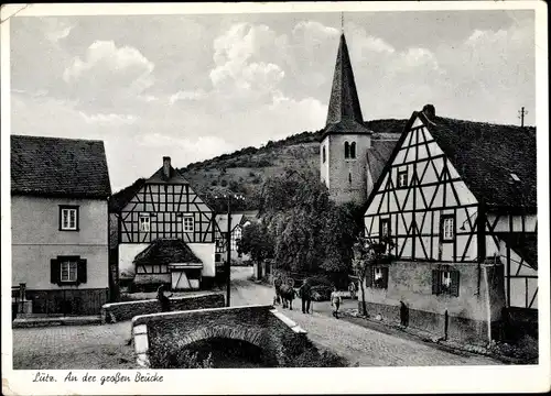 Ak Lütz an der Mosel, Partie an der großen Brücke